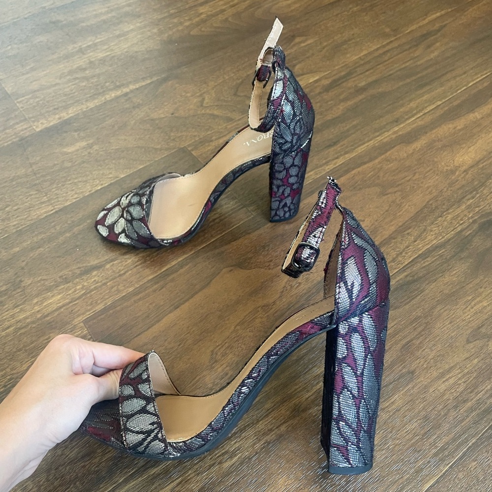 Burgundy and Silver Heels